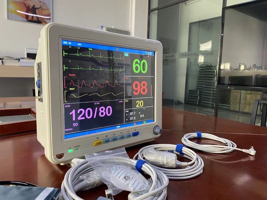12.1 인치 TFT LCD 화면 휴대용 심장 환자 모니터 ECG SPO2 NIBP 생명 징후 모니터